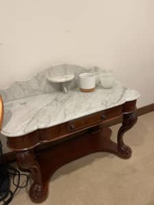Mahogany marble side board console table SOLD!!