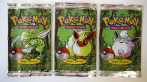 Pokemon Empty JUNGLE Booster Pack Wrappers x3 WOTC
