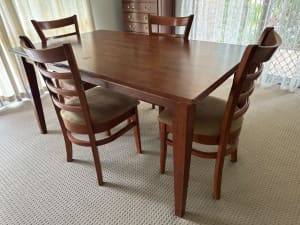 Solid Timber Dining Table & 4 Chairs