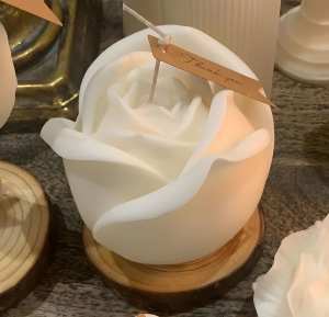3D Rose Flower Candle, Soy Wax, Large (White, Red)