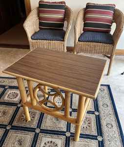 RARE 🌺 Vintage Cane Coffee Table Retro Furniture Boho