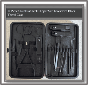 18 - Piece Stainless Steel Manicure Set with Black Travel Case