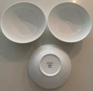 3 New Wedgwood Strata 17cm Cereal Bowls, White Bone China-FIXED PRICE
