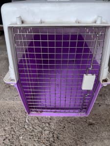 Pink and white dog crate - $40
