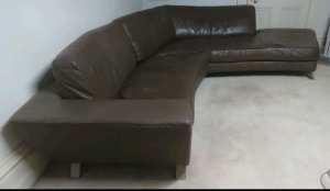 Natuzzi leather chaise couch
