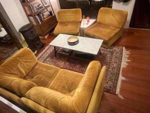 Modular Playpen Sofa by Simmons Mustard Velvet 4 Piece