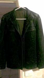 GStore: Black Suede Jacket with orange stitching