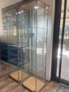 IKEA glass display cabinets with down lights