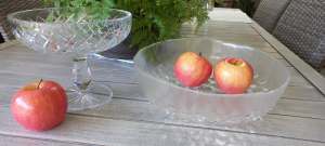 Cut Glass Bowl on Pedestal and Large Fruit Bowl