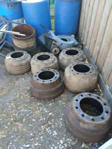TRUCK BRAKE DRUMS IDEAL FOR MAKING POT BELLY HEATERS.