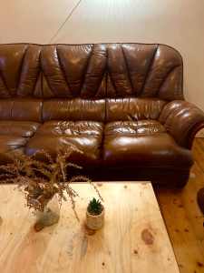 Leather 3 seats sofa and armchair