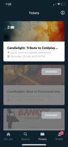 Ticket candlelight sat. 20th at 6:30 two tickets