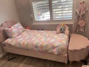 Pink shell bed with mattress