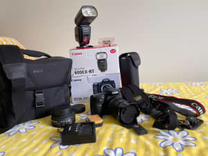 Canon EOS 70D c/w two lenses, straps and 600EX-RT flash
