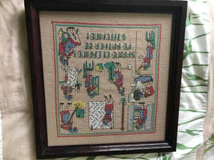 Cross Stitch Embroidery Framed (40 cm) - Spring Cleaning or Stitching