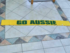 NEW Yellow / Gold & Green Go Aussie Banner World Cup Sport Cricket