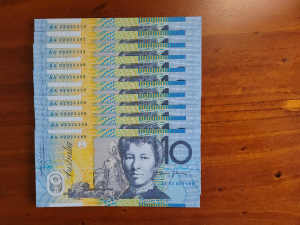 2002 $10 Notes Australian Macfarlane Henry First Signature Prefix AA02
