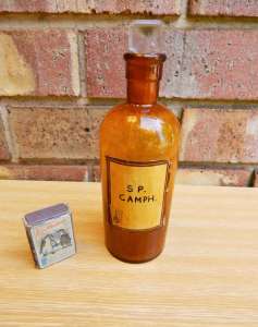 Vintage Amber Apothecary Bottle