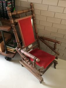Antique 19th C Victorian Glider Platform Rocking Chair w Casters