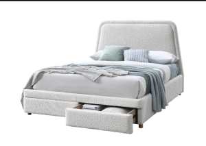 New Arrival!!!! Alia Queen/King Bed with 2 Drawers in White/Grey