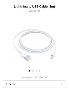 Genuine Apple USB A to lightening charging cable