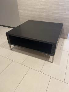 Black Square Coffee Table with Metal Feet 80x80x35 cm