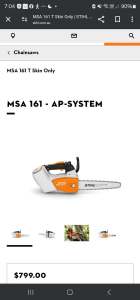 Stihl Msa161t Top Handle Chainsaw 
