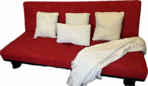 Sofa bed lounge 3 seater divan futon red