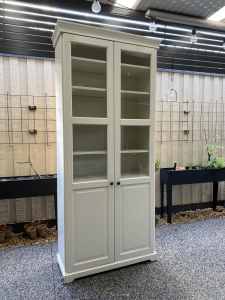 Glass door cabinet with 6 adjustable shelves