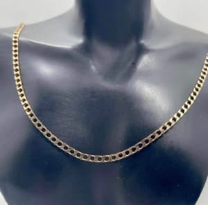 Vintage 9ct yellow gold small Cuban link chain necklace