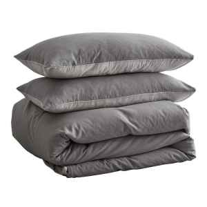 Cosy Club Duvet Cover Quilt Set Double Flat Cover Pillow Case Grey Ins