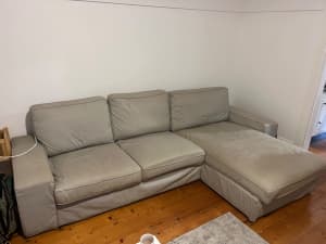 Beige/ cream 4 person IKEA corner sofa