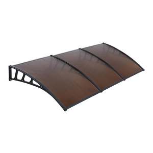 Instahut Window Door Awning Canopy 1.5mx3m Brown Sheet Black Plastic