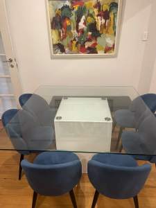 Square glass dining table