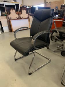 Black leather office visitor chair