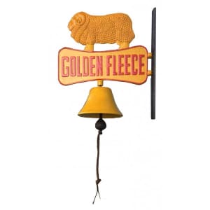 Cast Iron Golden Fleece Bell Sign Plaque Ram Sheep Retro - Man Cave