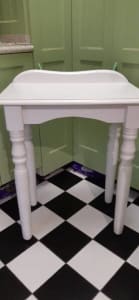 Hall Console Table  White  Solid Wood  Turned Legs