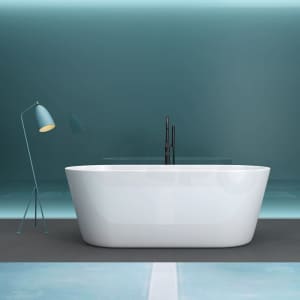 1500mm Oval Freestanding Bathtub Gloss White Acrylic Bathtub