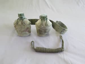 Army Water Bottles, Belt and Rope