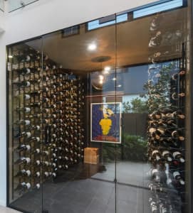 wine racks on the wall
