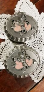 2×Pewter Cupid Ring Boxes,Pewter Trinket Box,Jewellery,Angel Ring Box.