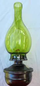 Vintage Kerosene Table Lamp with New Glass Chimney.