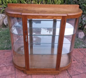 Antique solid oak china display cabinet 
