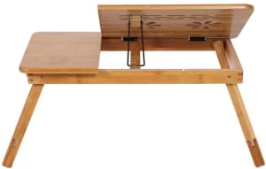 Bamboo foldable laptop cooling holder desk multifunctional table