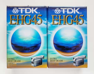 TDK EHG45 VHS-C New Blank Video Tape Cassettes - 2 Available