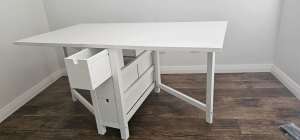 Ikea Desk - 2 Sided - NORDEN GATELEG TABLE - WHITE