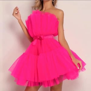 Bright Pink strapless party dress, size 8