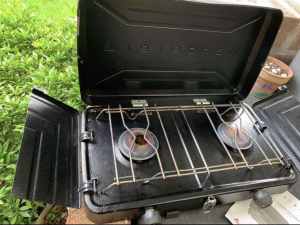 Wanderer camping double LPG stove with grill, Compact
