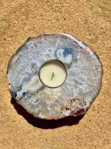 Natural Agate Crystal Stone Candle Holder