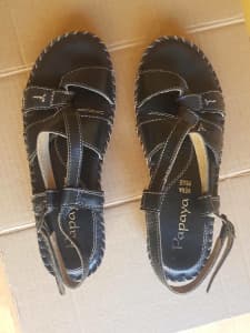 Genuine Italian Leather Sandals black size 36